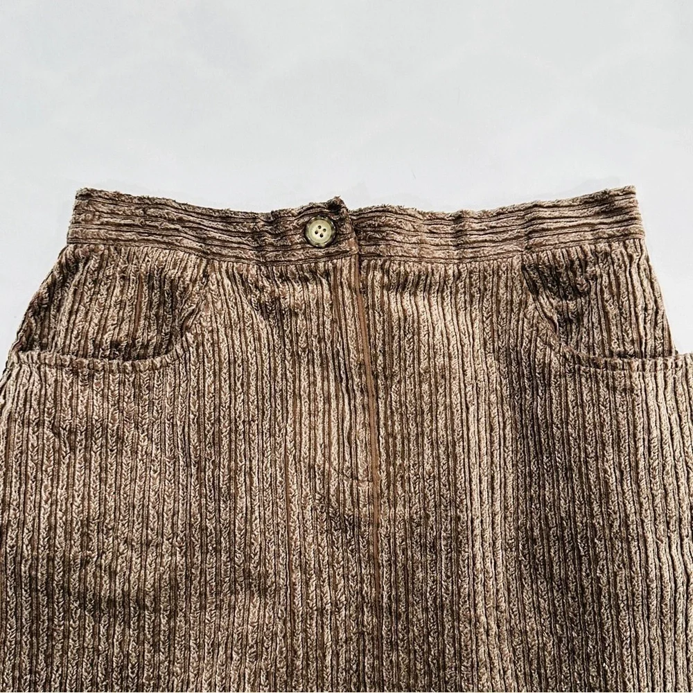 Vintage BFA Classics Brown Corduroy Broad Wale Midi Skirt - Picture 2 of 8